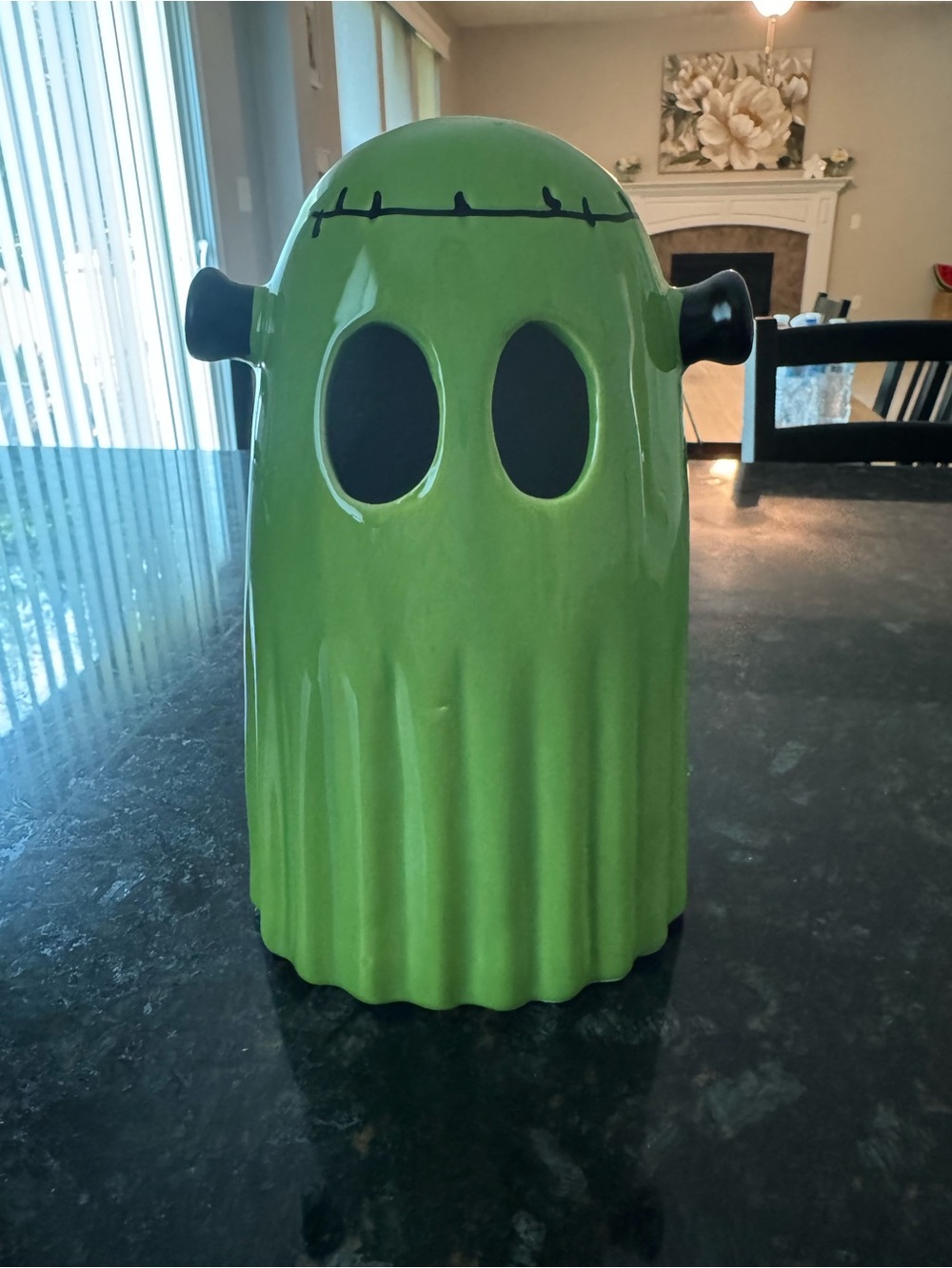 Halloween Frankenstein Ghost Ceramic LED Lights Up NEW